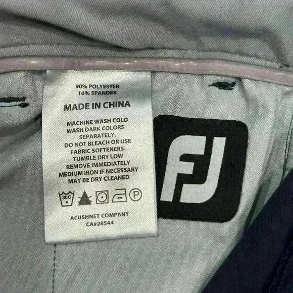 Foot Joy FJ Navy Golf Performance Pants Stretch Polyester Men's 34 x 32 Preppy - Picture 8 of 16